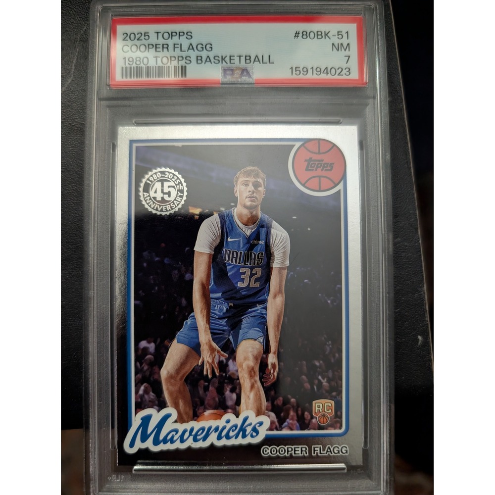 2025 Topps Cooper Flagg 1980 Topps Basketball RC #80BK-51 PSA 7 NM Mavericks